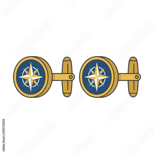 Gold Compass Rose Cufflinks Nautical Style Accessory