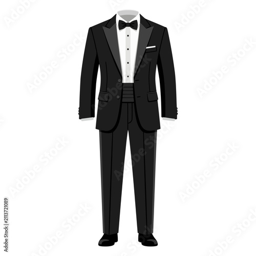 Classic Black Tuxedo Suit with Bow Tie and Cummerbund
