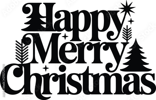 Happy Merry Christmas Typography Vector Holiday Lettering Design