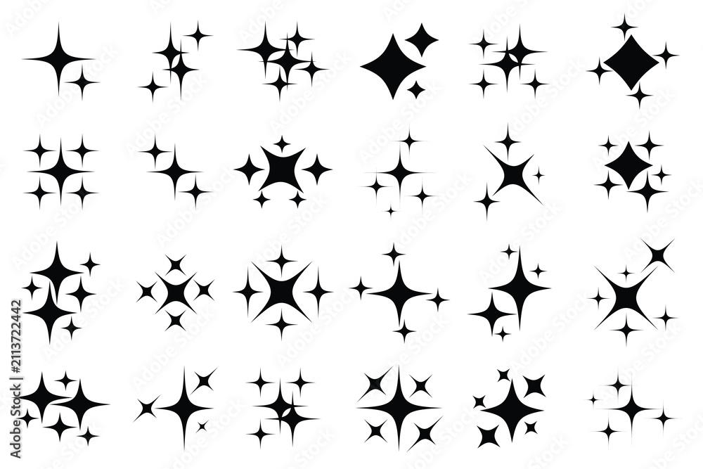 Fototapeta premium twincle star icon set. awosome twincle star , twincle star , night sky weather forecast symbol graphic elements. Vector Illustration.