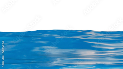 Quadro su tela Realistic 3D ocean water surface with waves and sky reflections on transparent b