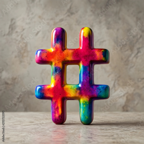 Colorful hashtag symbol on ...