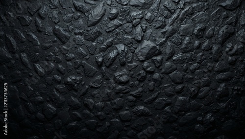 Surface of a Textured Black Wall Under Soft Light Showing a Smooth and Even F...
