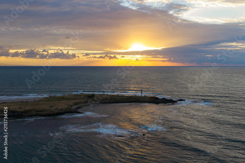 Aerial drone panorama landscape of Yason Burnu (aka Cape Yason) and its lighthouse. Located at Persembe, Ordu, Black Sea region of Turkey