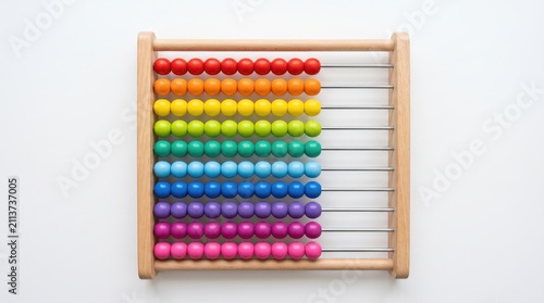 Colorful wooden abacus toy with vibrant rainbow beads for educational play with children s educational item child s learning aid early childhood education colorful counting device rainbow colors