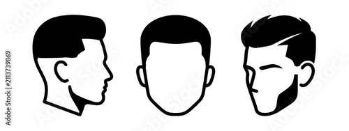 Canvastavla Male head silhouettes with modern haircuts and facial hair