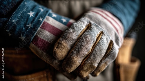 american flag work gloves closeup for labor day