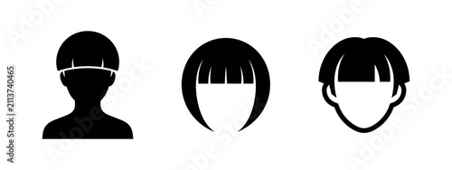 Obraz na płótnie Female bowl cut and fringe hairstyle silhouettes.