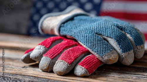 american flag safety gloves symbolizing labor day celebration