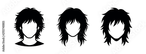 Foto Women's Shaggy Layered Hairstyle Silhouettes