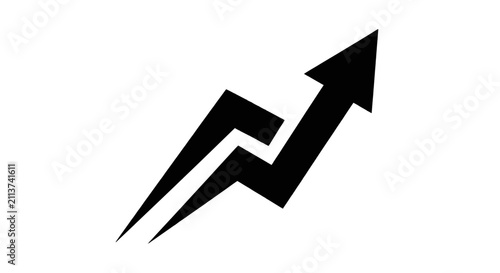 Vector illustration of abstract upward arrow icon representing growth and progress on a transparent background