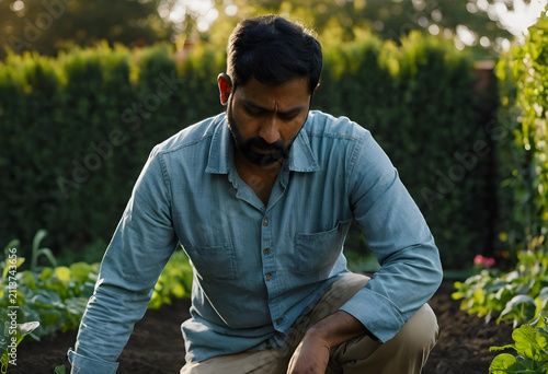 Focused man gardening in ve...
