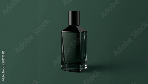 Dark Glass Perfume Bottle on a Simple Background