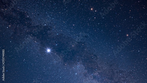 Stars Shine in Dark Sky Above Mountain Landscape at Night
