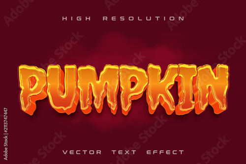 Pumpkin Dripping 3D Text Effect Vector Template – Editable Halloween Typography Design