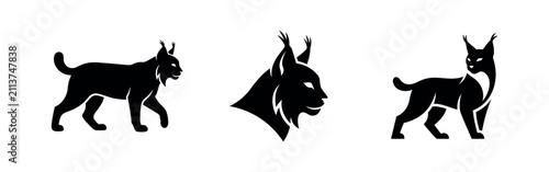 Photography Lynx and bobcat silhouettes including head and body views