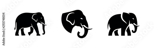 Bild auf Leinwand Elephant silhouette icons set