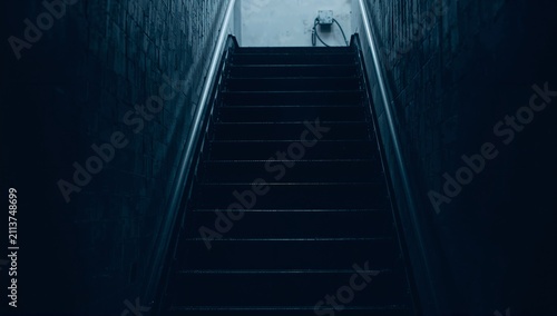 Stairs Leading up in a Dimly Lit Corridor of a Building