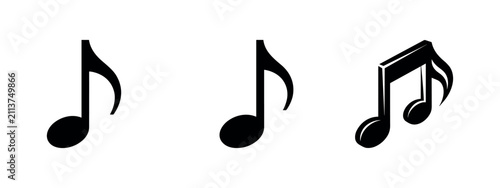 Fotografie Musical quaver eighth note icons in black silhouette