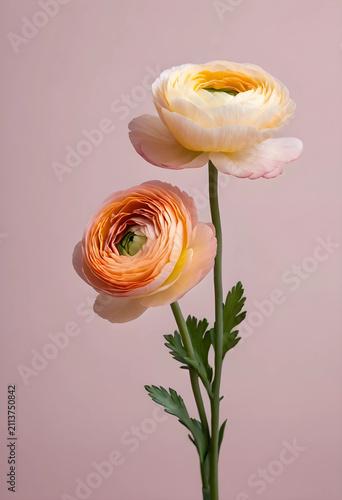 Two ranunculus flowers on p...