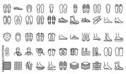 Quadro su tela Orthopedic Shoe Insoles and Ergonomic Foot Arch Support Icon Set Featuring Podia