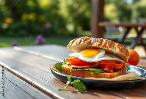 Egg sandwich with tomato an...