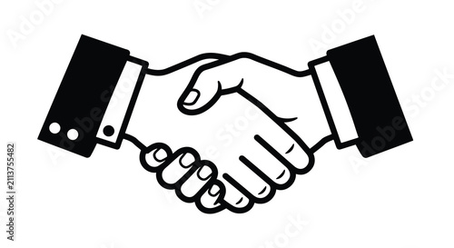 Принти на полотні Vector illustration of a handshake with visible sleeves and cuffs on a white bac