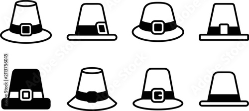 Foto Set of pilgrim hat icons