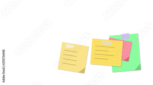 Colorful sticky notes with numbers and symbols floating in air