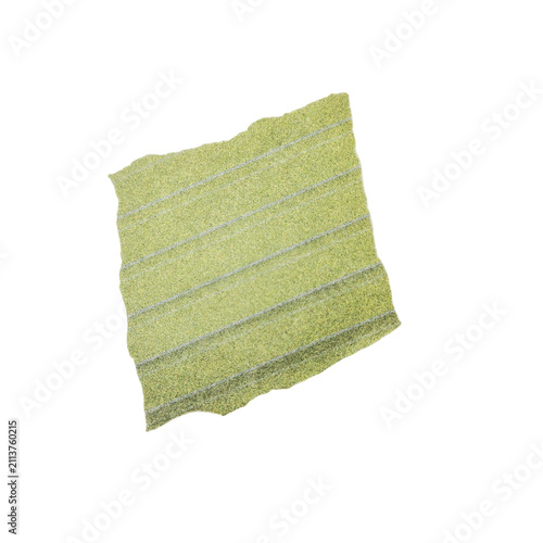 Foto Textured green fabric draped over a flat surface