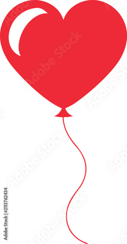 Red heart shaped balloon with a string