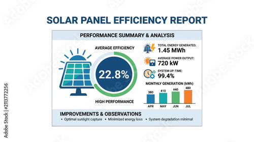 Solar Panel Efficiency Report: Performance Summary, Analysis & Data