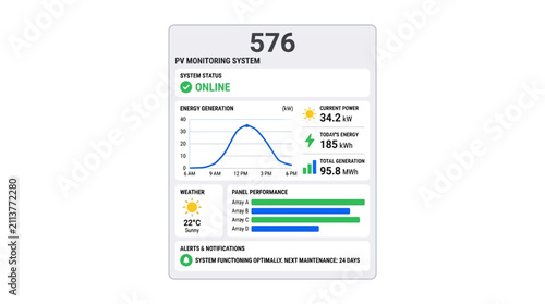 Solar PV Monitoring System Dashboard - Energy Generation & Performance Data
