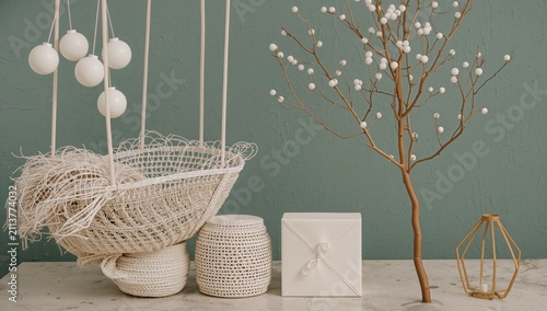 Modern Decor With Handmade Items and Natural Elements in a Cozy Indoor Setting