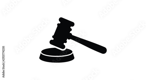 Cuadro en lienzo Gavel And Sounding Block Silhouette On White Background