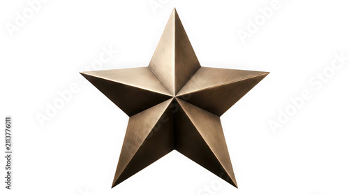 Bronze star icon isolated on white. Metallic five-pointed star shape for design.