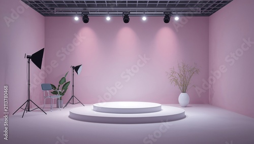Empty Studio Space With Minimal Setup for Photo Shoot