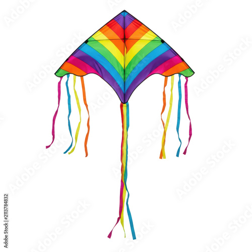 Colorful rainbow kite flying in the sky