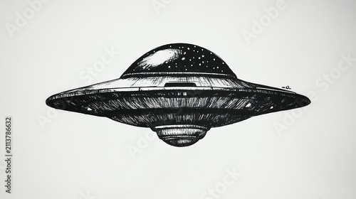 A sleek, circular craft with a polished surface hovers above the ground, illuminated by distant stars. Its presence stirs feelings of wonder and curiosity, capturing the imagination