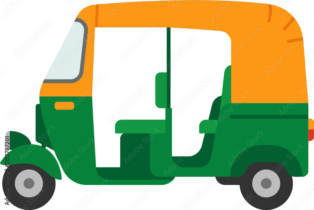 Fototapeta premium Green and yellow auto rickshaw