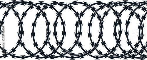 Schilderij op canvas Razor wire coil fence