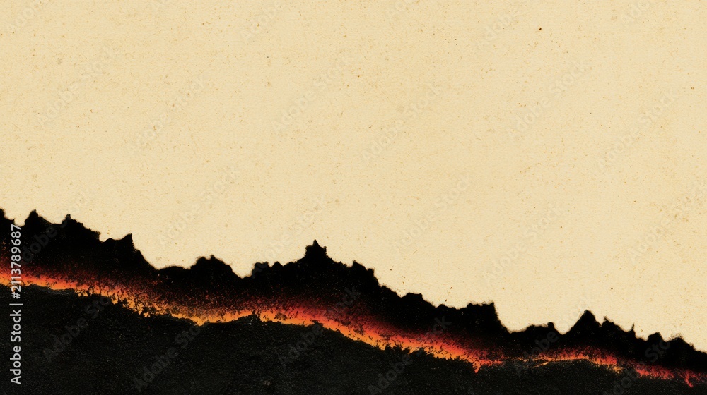 Fototapeta premium Dark silhouette of mountains against a light background with a hint of color at the edge