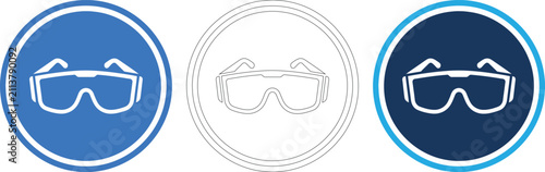 Konstfotografi Safety glasses mandatory icon set showing protective eyewear in multiple graphic styles