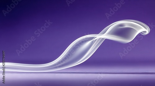 A delicate swirl of white smoke against a rich purple background creates an ethereal atmosphere, Ideal for backgrounds, artistic projects, or wellness themes,