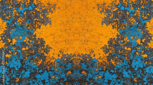 Vibrant abstract texture featuring a blend of orange, blue, and dark hues, ideal for backgrounds, design projects, or artistic displays, Perfect for adding color and depth to various materials,