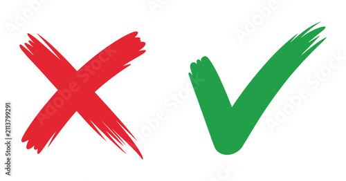 Bild auf Leinwand Red Cross and Green Tick Mark: A clear visual representation of choice, showing a bold red 'X' mark and a vibrant green checkmark side-by-side for decision-making and options