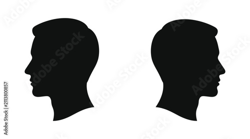 Fotografía Male Profile Silhouettes Against A White Background