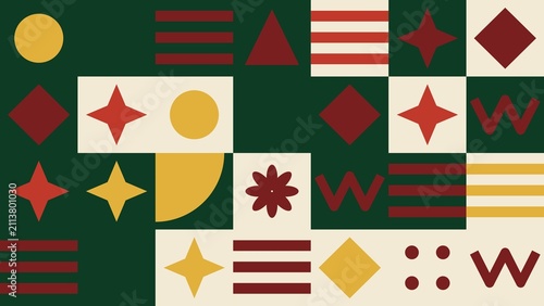 Classic Christmas Pattern Background with Traditional Festive Ornaments and Knit Texture