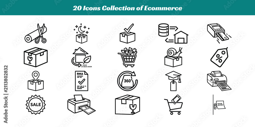 Fototapeta premium Ecommerce icons collection set of 20 vector illustrations