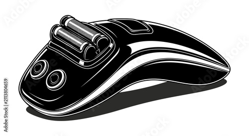 Bild auf Leinwand A detailed black and white ink sketch illustration of a modern electric shaver i